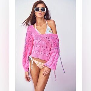 Loveshackfancy pink meara hoodie hooded top love shack fancy heart